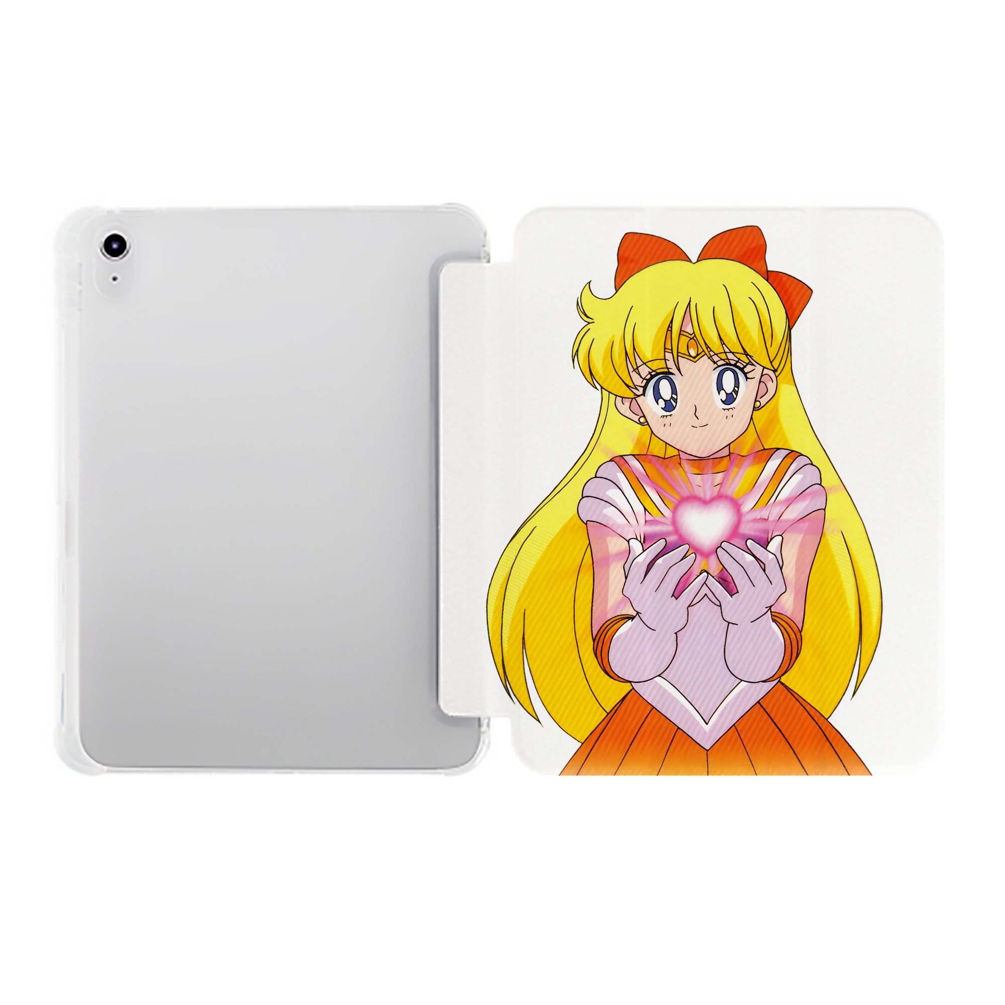 （画像用） 美少女戦士セーラームーン 愛野 美奈子 あいの みなこ Sailor Moon Aino Minako IPad ケース ペン収納付き 三つ折りスタンド PUレザー×シリコン 対応機種9.5/10.5/10.9インチ